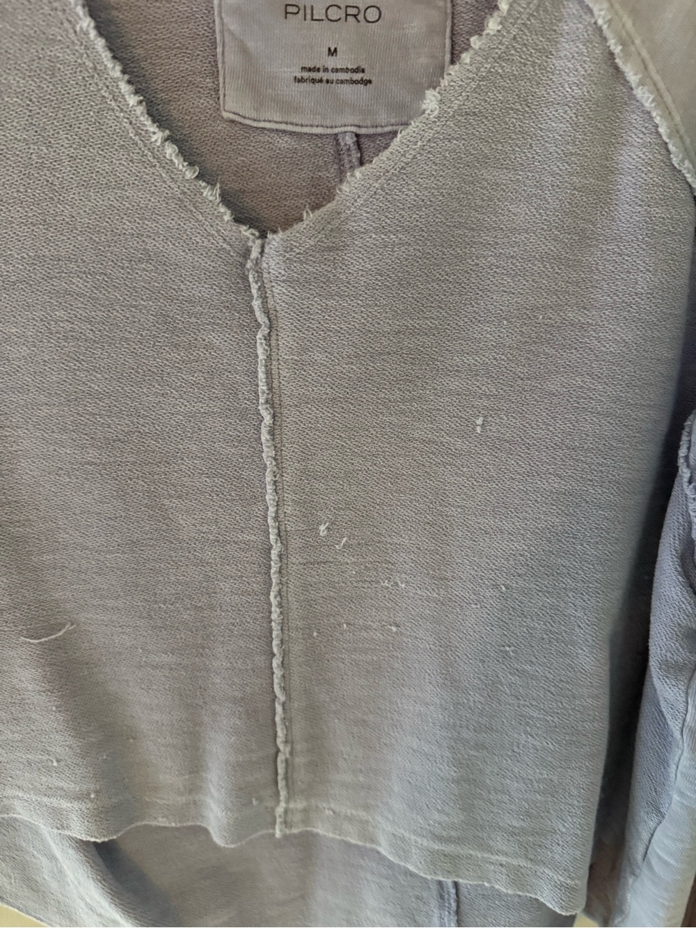 Pilcro Soft Lavender Raw-Edge Cropped Sweatshirt - Picture 2 of 4